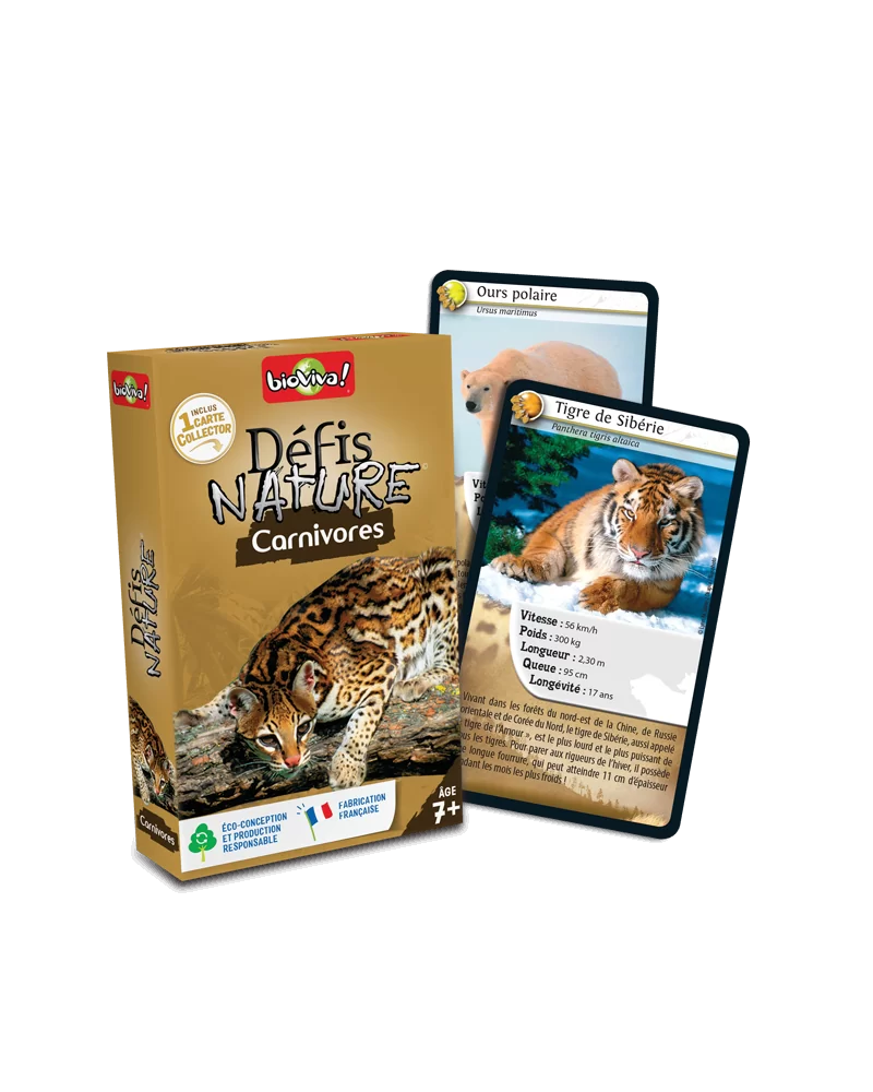 Bioviva Défis Nature Kartenspiel – „Carnivores“ Französische Version, 37 Karten Für Kinder Ab 7