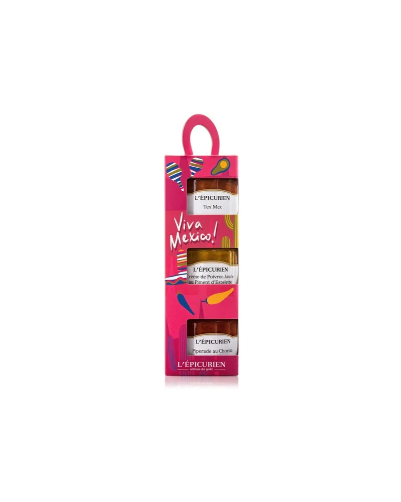 on achete francais - Coffret Viva Mexico (Tex mex, Crème de Poivrons Jaunes au Piment d'Espelette, Piperade au Chorizo) on achete francais - Coffret Viva Mexico (Tex mex, Crème de Poivrons Jaunes au Piment d'Espelette, Piperade au Chorizo)