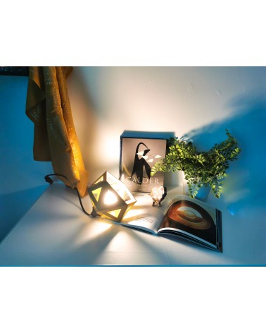 on achete francais - petite lampe origami jaune moutarde