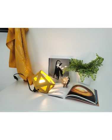 on achete francais - petite lampe origami jaune moutarde