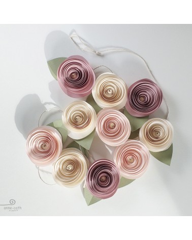 on achete francais - Guirlande fleurs papier rose