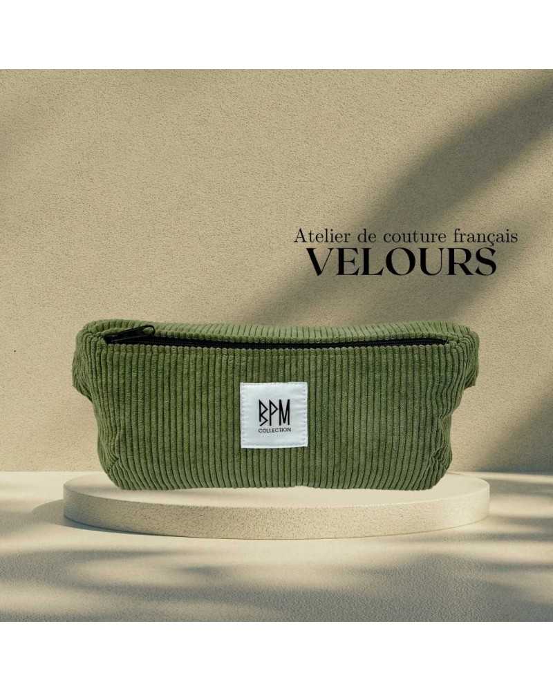 on achete francais - Sac Banane en velours | VERT KAKI