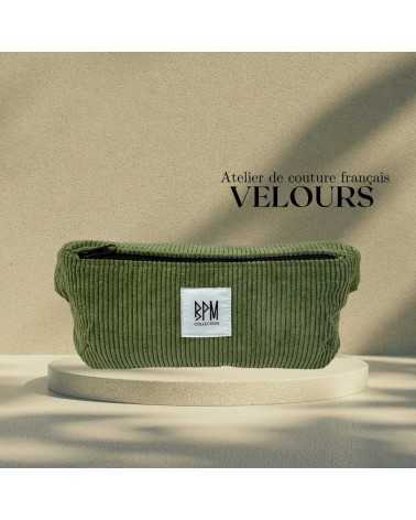 on achete francais - Sac Banane en velours | VERT KAKI