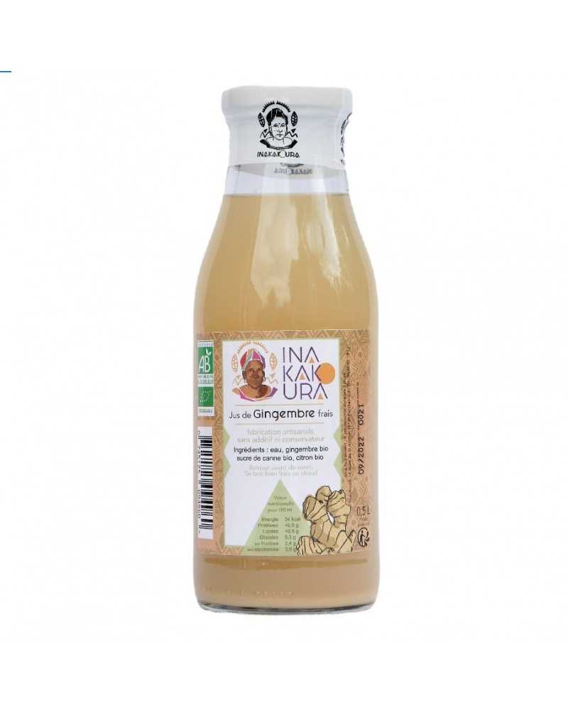 on achete francais - 6x Jus de Gingembre Bio, prêt à boire, peu sucré, en bouteille verre de 50cl