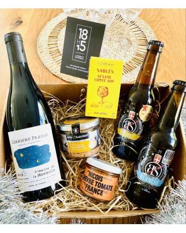 on achete francais - Coffret apéritif de qualité avec vin rouge & bières