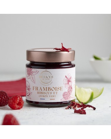on achete francais - Confiture Framboise, Hibiscus & Citron vert - 230 gr - O'Délices de Lucas