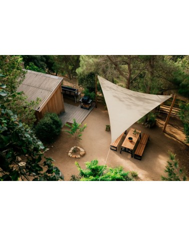 on achete francais - Voile d'Ombrage Rivage Triangulaire 5 m de côté Grège - Fabriqué en France