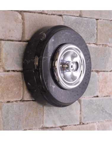 Sonnette Marbre noir D70 collerette chromé