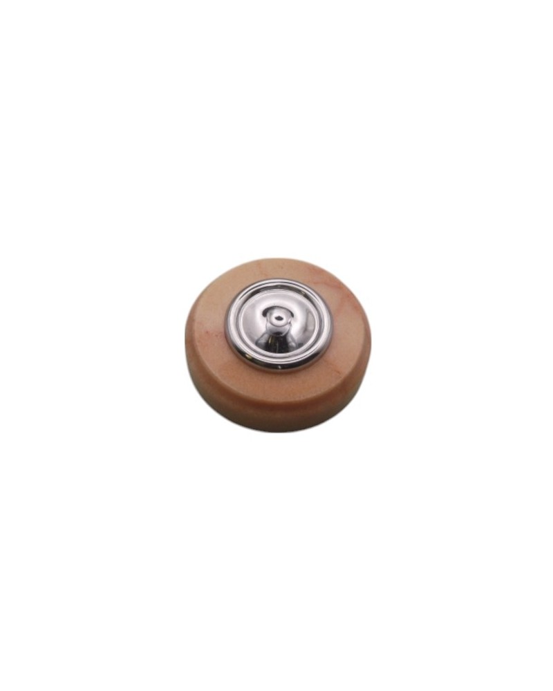 on achete francais - Sonnette Marbre Beige D70 Collerette Chromée