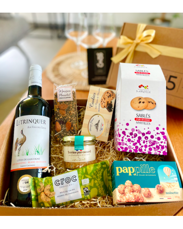 on achete francais - Coffret gourmand de qualité avec vin blanc