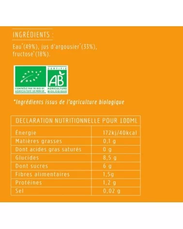 on achete francais - Jus D’Argousier Bio - Pack De 6