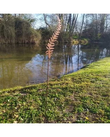 on achete francais - Décoration Fougère jardin métal rouillé (40 cm X 11 cm)