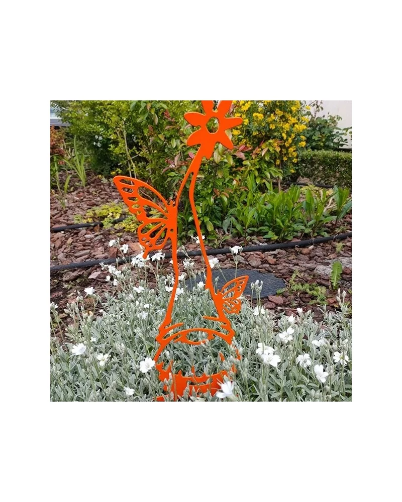 on achete francais - Nain Gnome Orange jardin métal (40cm X 16cm)