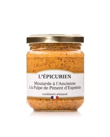 on achete francais - Moutarde à l'Ancienne à la Pulpe de Piment d'Espelette