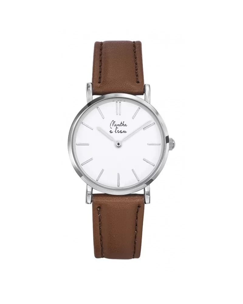 La Véritable cuir camel fond blanc F chromée