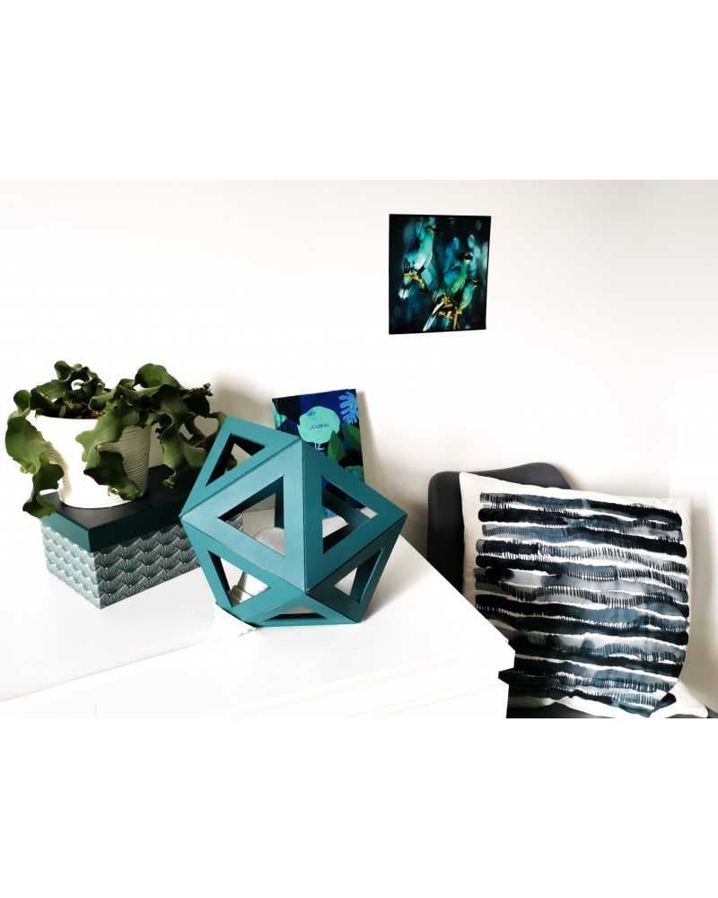 grande lampe origami bleu canard