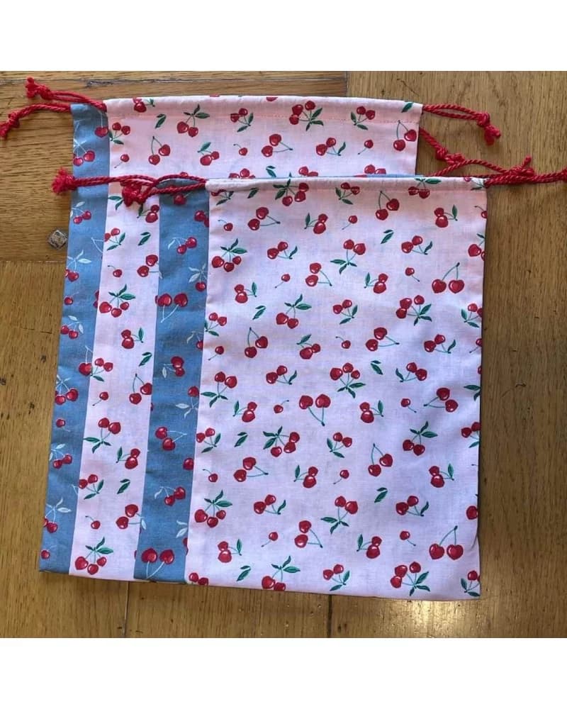 Kit Sac À Vrac Motif Cerise En Coton