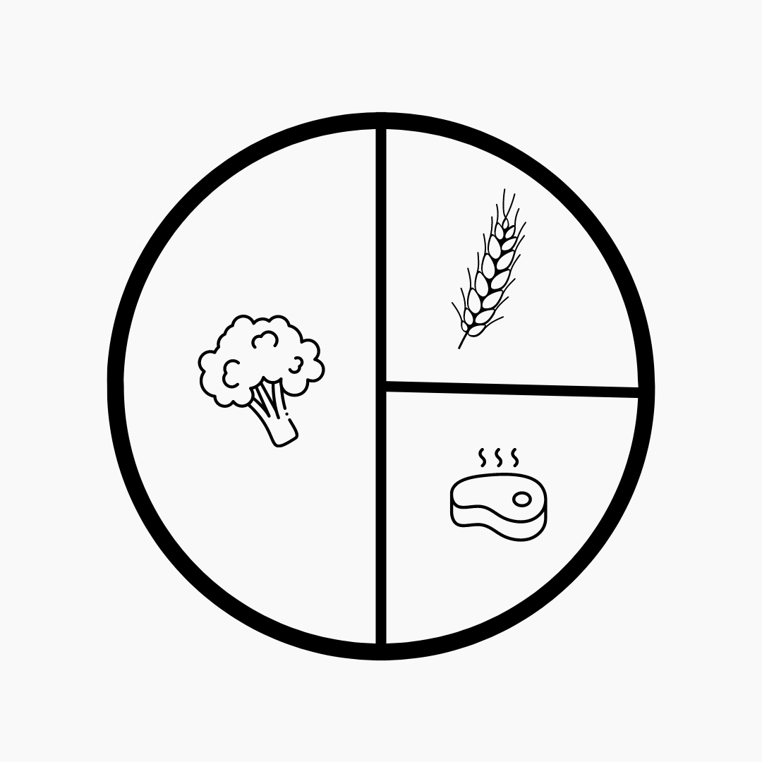 alimentation équilibrée assiette avec légume, céréales et viande